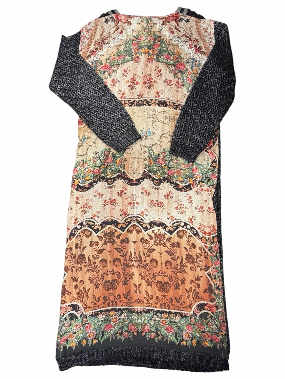 ARATTA Silent Journey Boho Grey Knit Front Floral Tapestry Back Maxi Dress L - Picture 7 of 9
